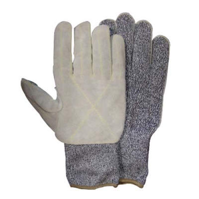 HWSCT3201  Cut resistant gloves, with leather patch