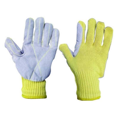 HWSCT1201  Cut &amp; heat resistant gloves, with leather patch
