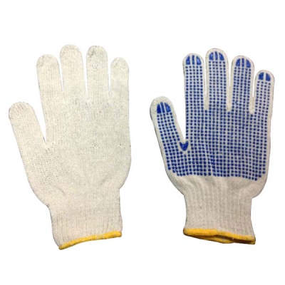 HWSSK1012  String knitted gloves, with single side PVC dots