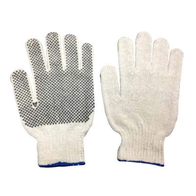 HWSSK1011  String knitted gloves, with single side PVC dots