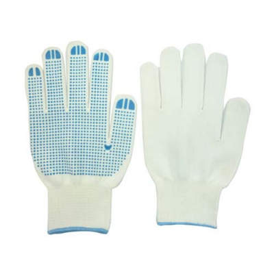 HWSSK2012  String knitted gloves, with single side PVC dots
